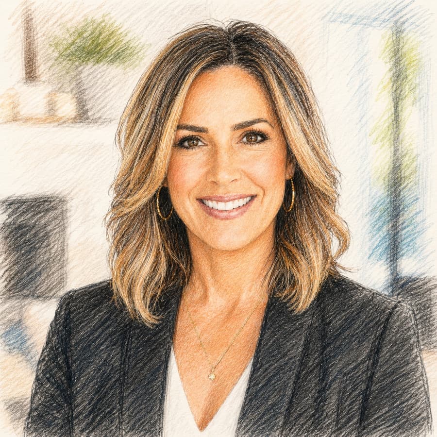 Brooke Sterling, Office manager — Caliber AI, drawn portrait