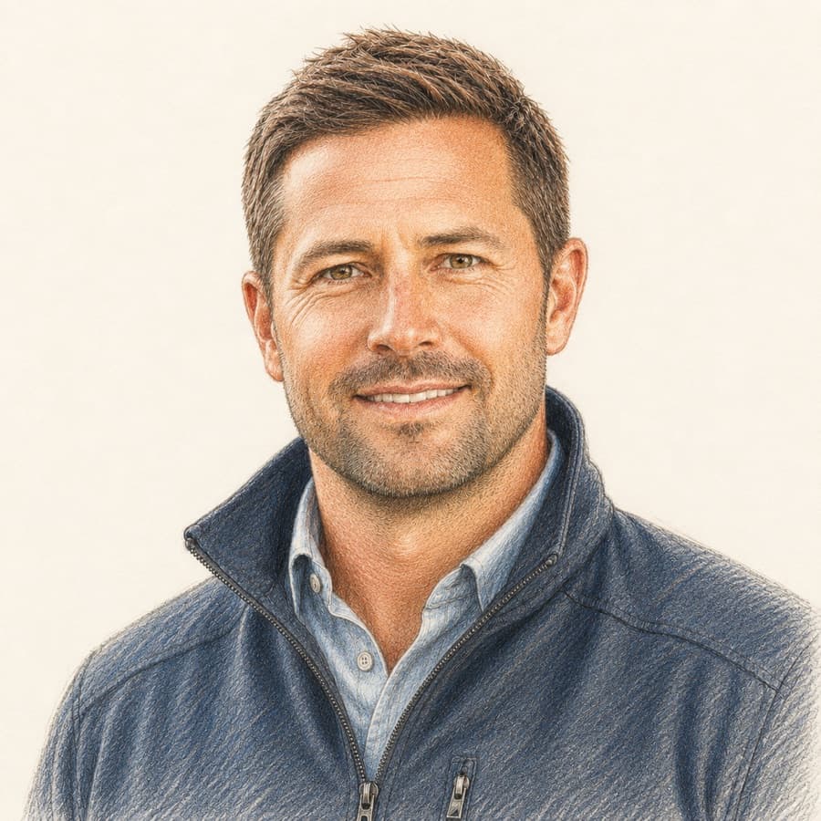 Derek Hayes, Director of operations — Caliber AI, drawn portrait